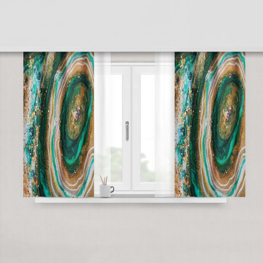 Gold Emerald Resin Geode Peach Skin Window Curtains