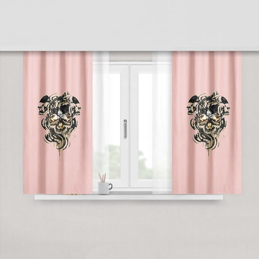Gold Eyes Smoke Skull Dream Tight Lose Peach Skin Window Curtains