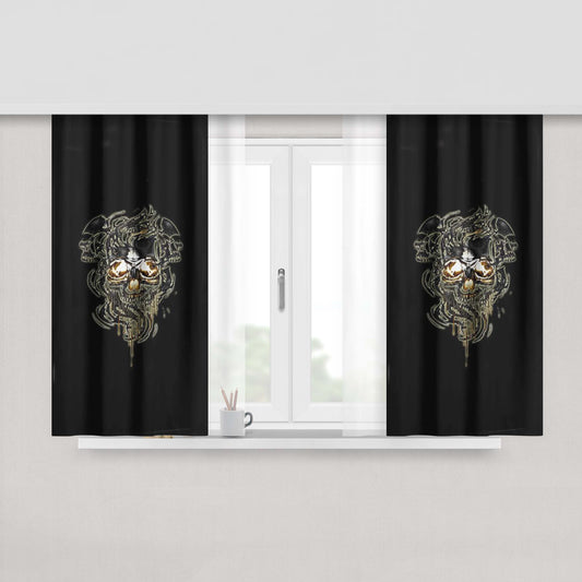 Gold Eyes Smoke Skull Dream Tight Peach Skin Window Curtains
