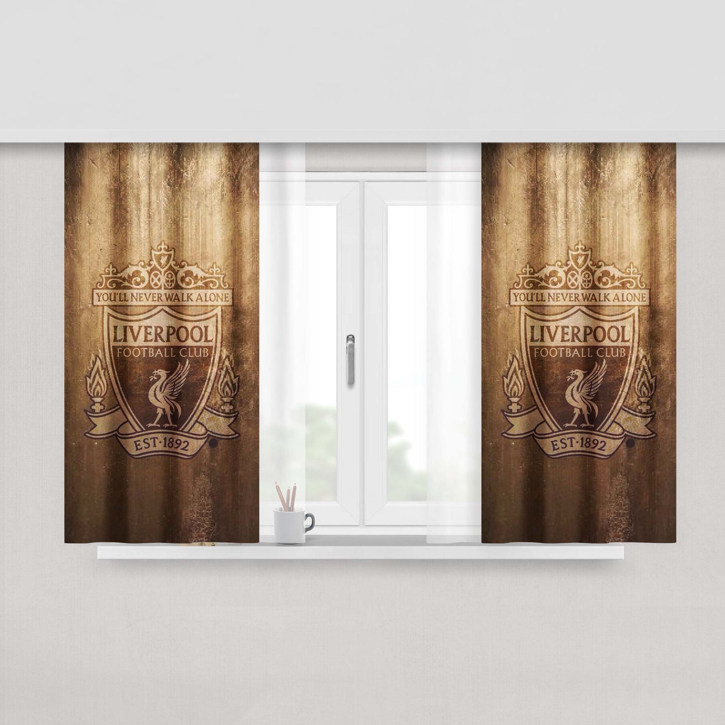 Gold Liverpool Club Logo Peach Skin Window Curtains