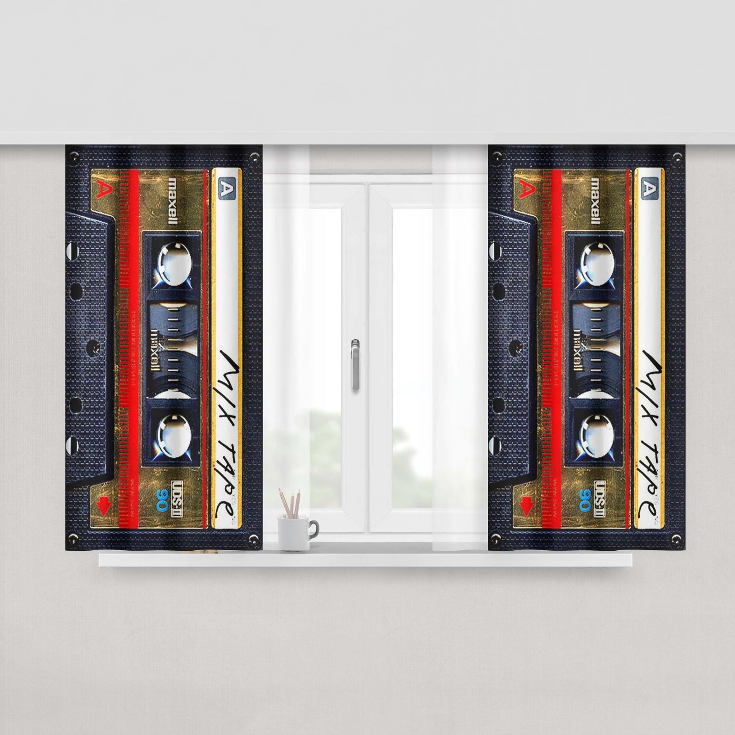 Gold Mix Maxell Cassette Tape Peach Skin Window Curtains