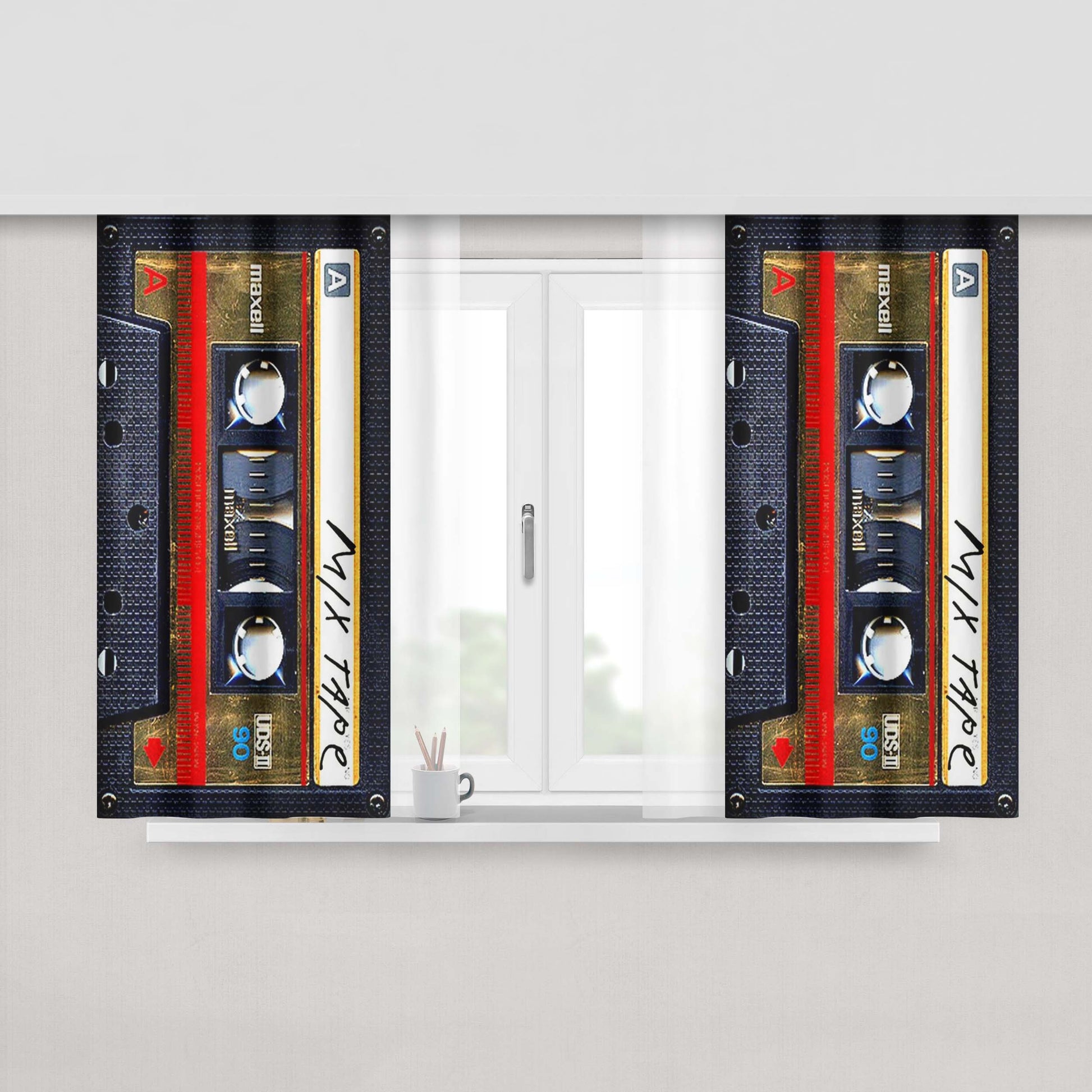 Gold Mix Maxell Cassette Tape Peach Skin Window Curtains