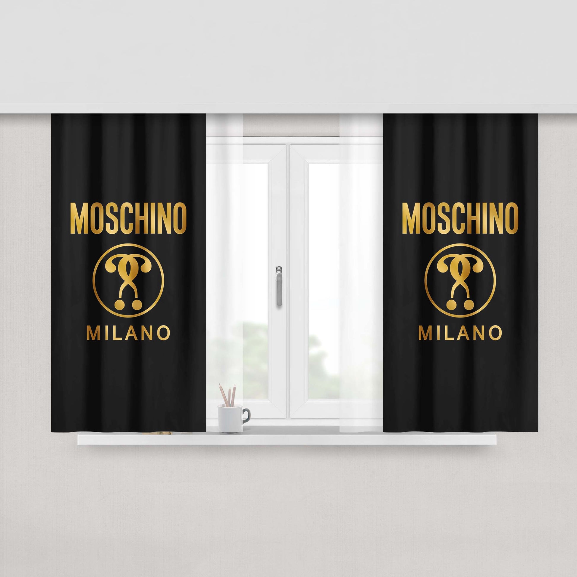Gold Moschino Milano Wallpapers Peach Skin Window Curtains