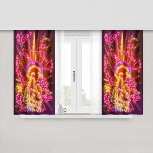 Golden Frieza Neon Art Wallpaper Peach Skin Window Curtains