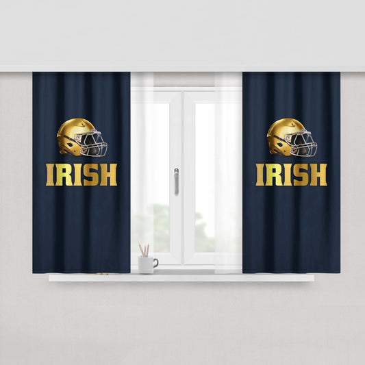 Golden Irish Helmet Blue Wallpaper Peach Skin Window Curtains