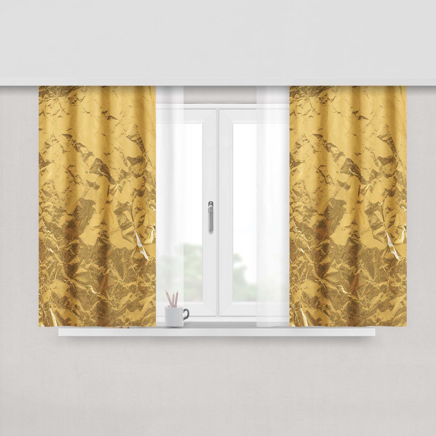 Golden Paper Gold Texture Peach Skin Window Curtains