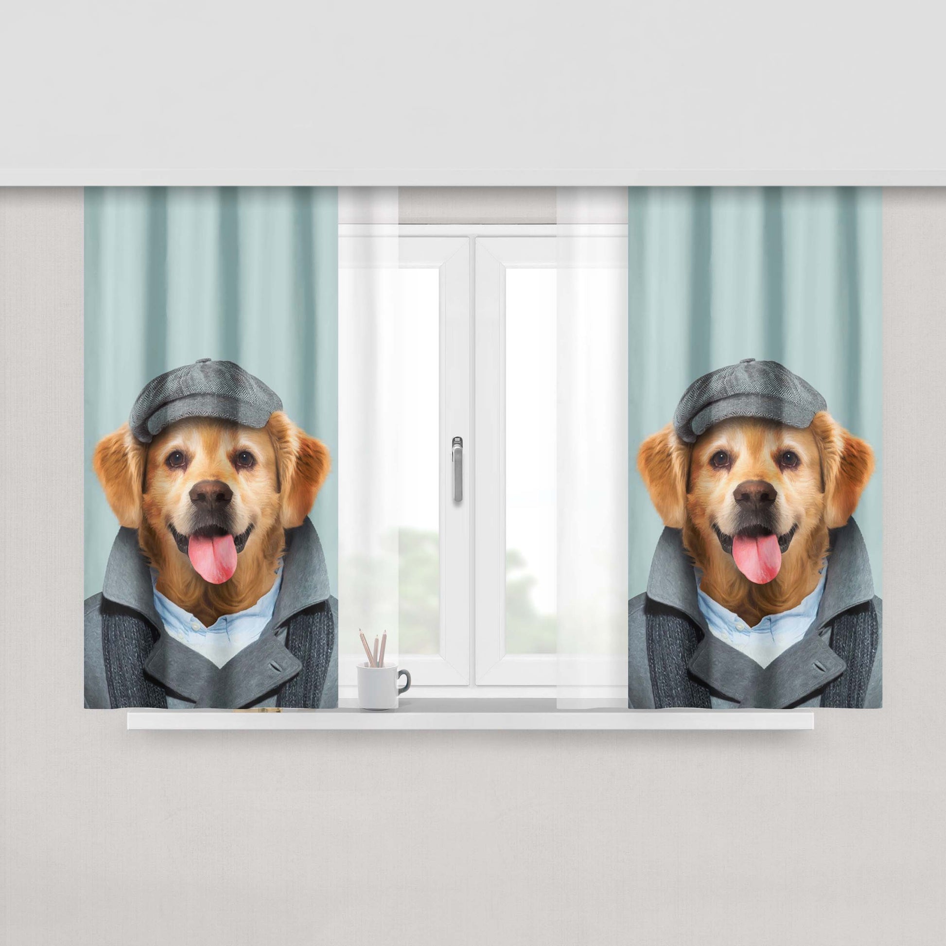 Golden Retriever Canis Peach Skin Window Curtains