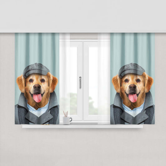 Golden Retriever Canis Peach Skin Window Curtains