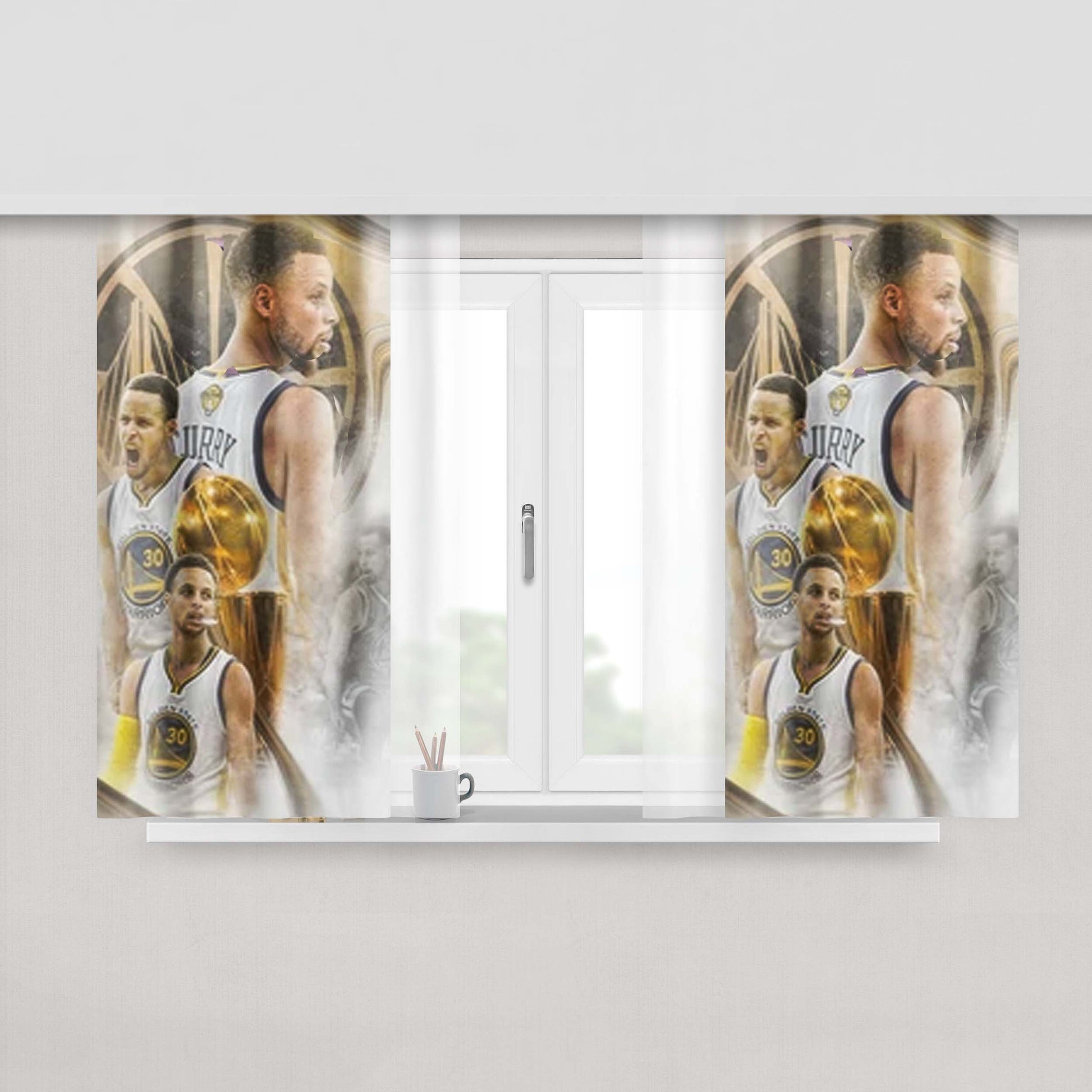 Golden State Warriors Curry Collages Peach Skin Window Curtains