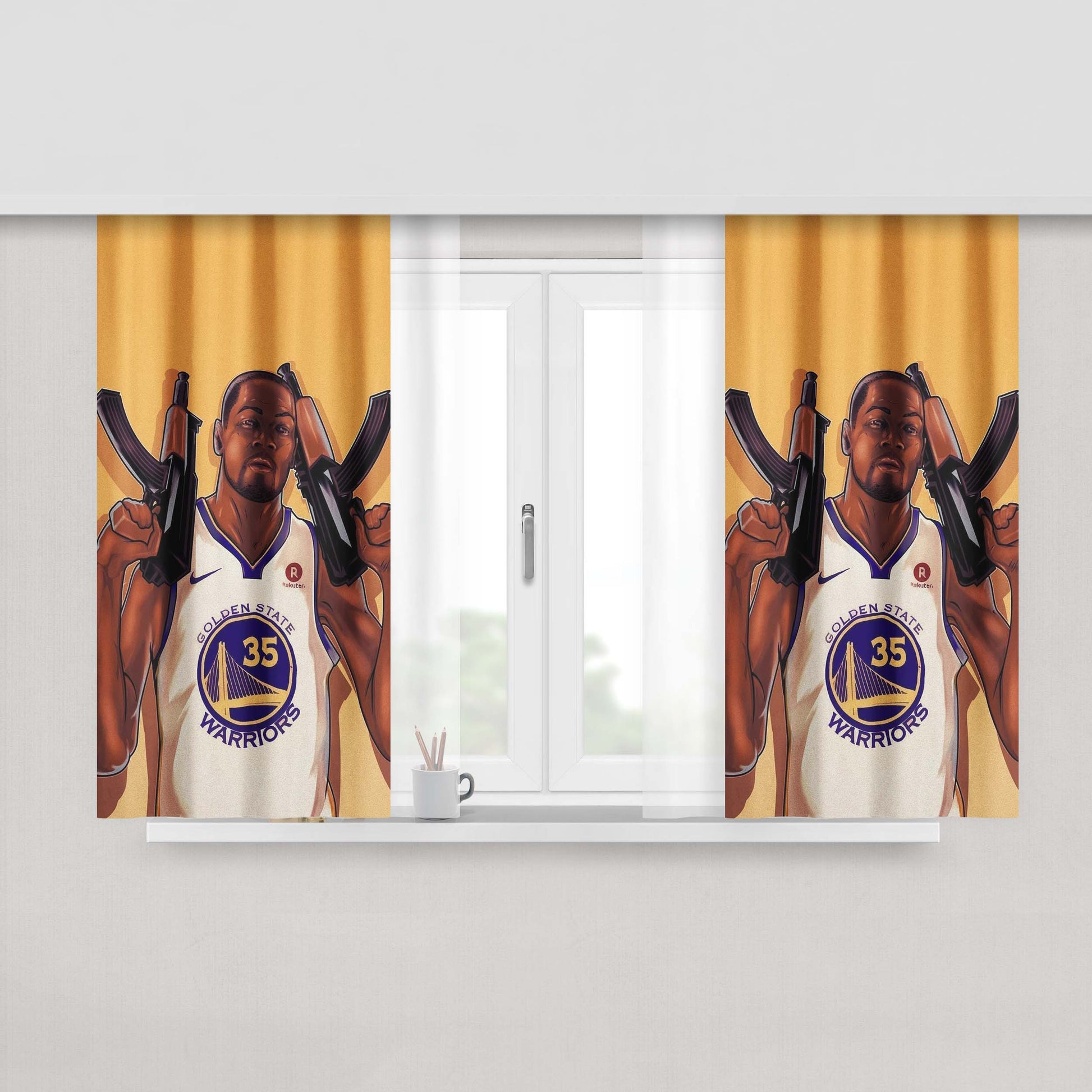 Golden State Warriors Jersey Peach Skin Window Curtains