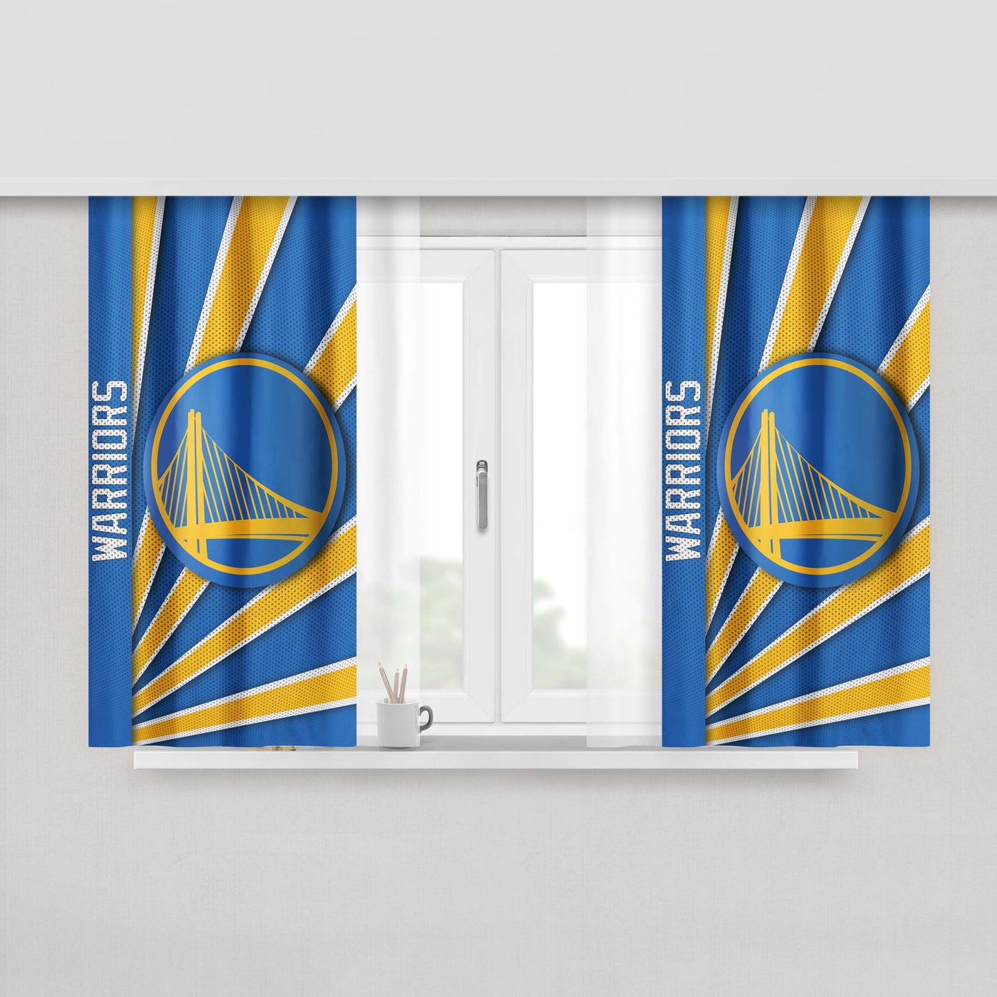 Golden State Warriors Stripe Wallpaper Peach Skin Window Curtains
