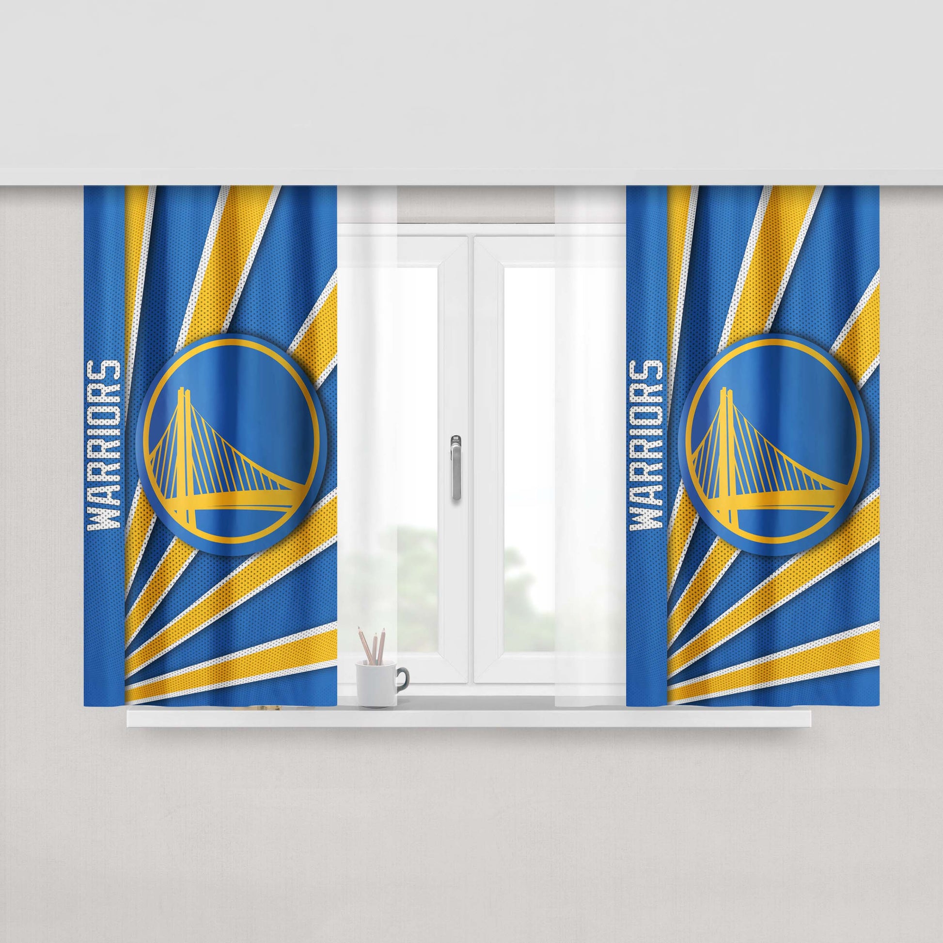 Golden State Warriors Stripe Wallpaper Peach Skin Window Curtains