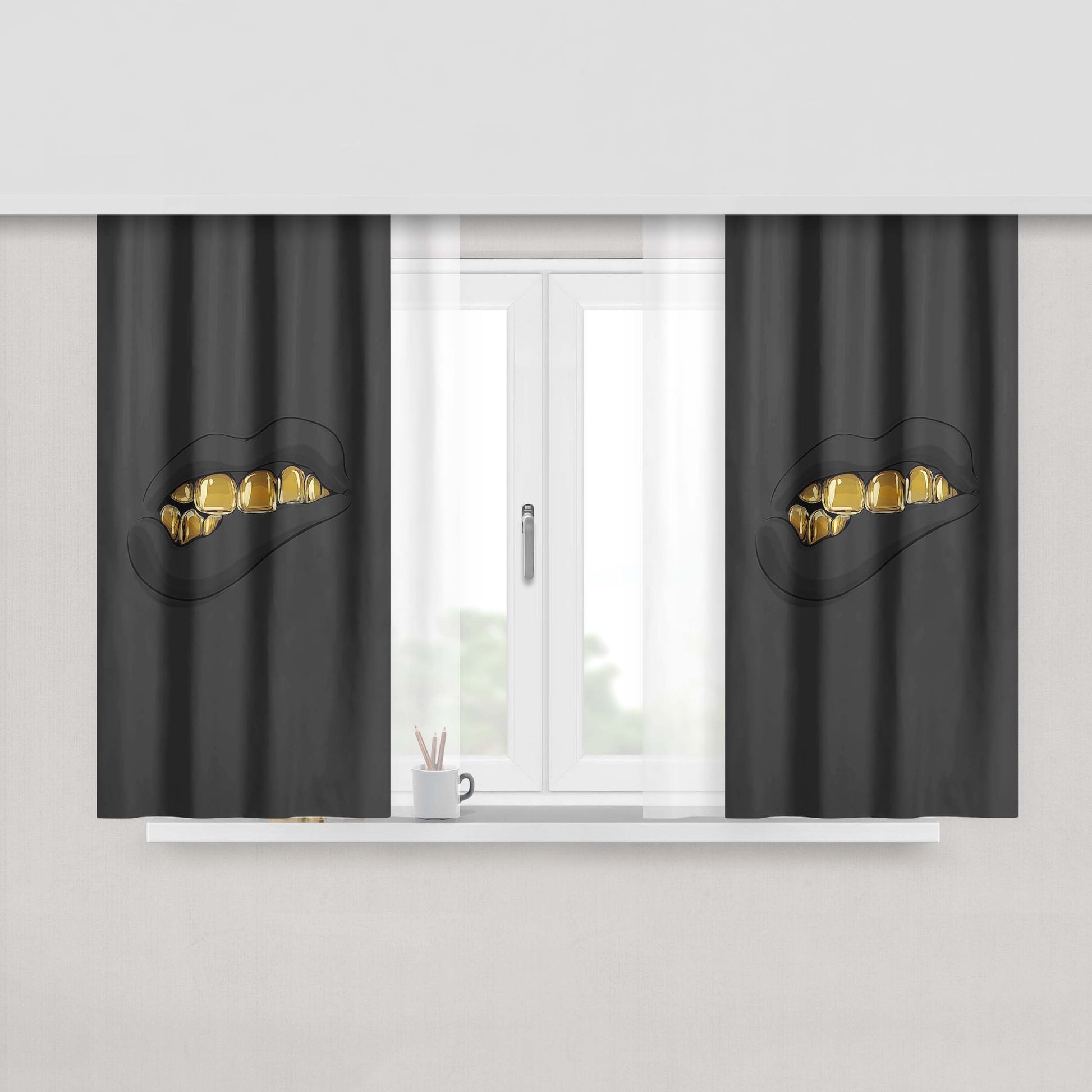 Golden Teeth Peach Skin Window Curtains