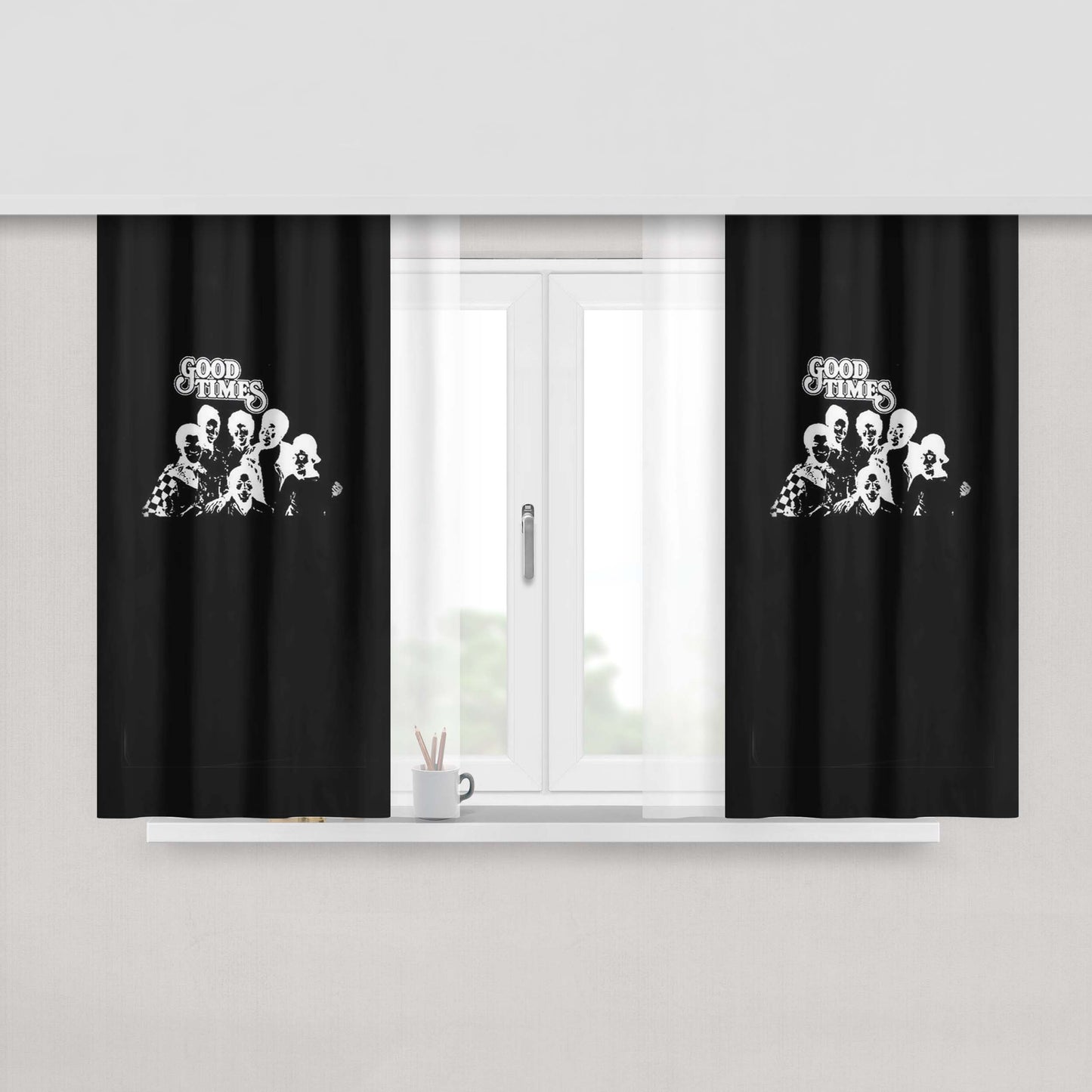 Good Times Tv Show Inspired Cast Picture Funny Peach Skin Window Curtains