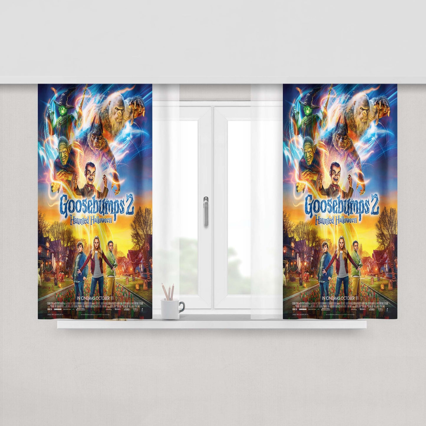 Goosebumps 2 Haunted Halloween Peach Skin Window Curtains