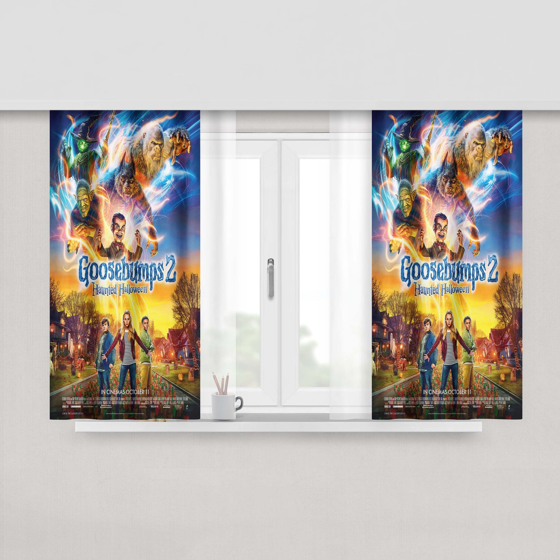 Goosebumps 2 Haunted Halloween Peach Skin Window Curtains