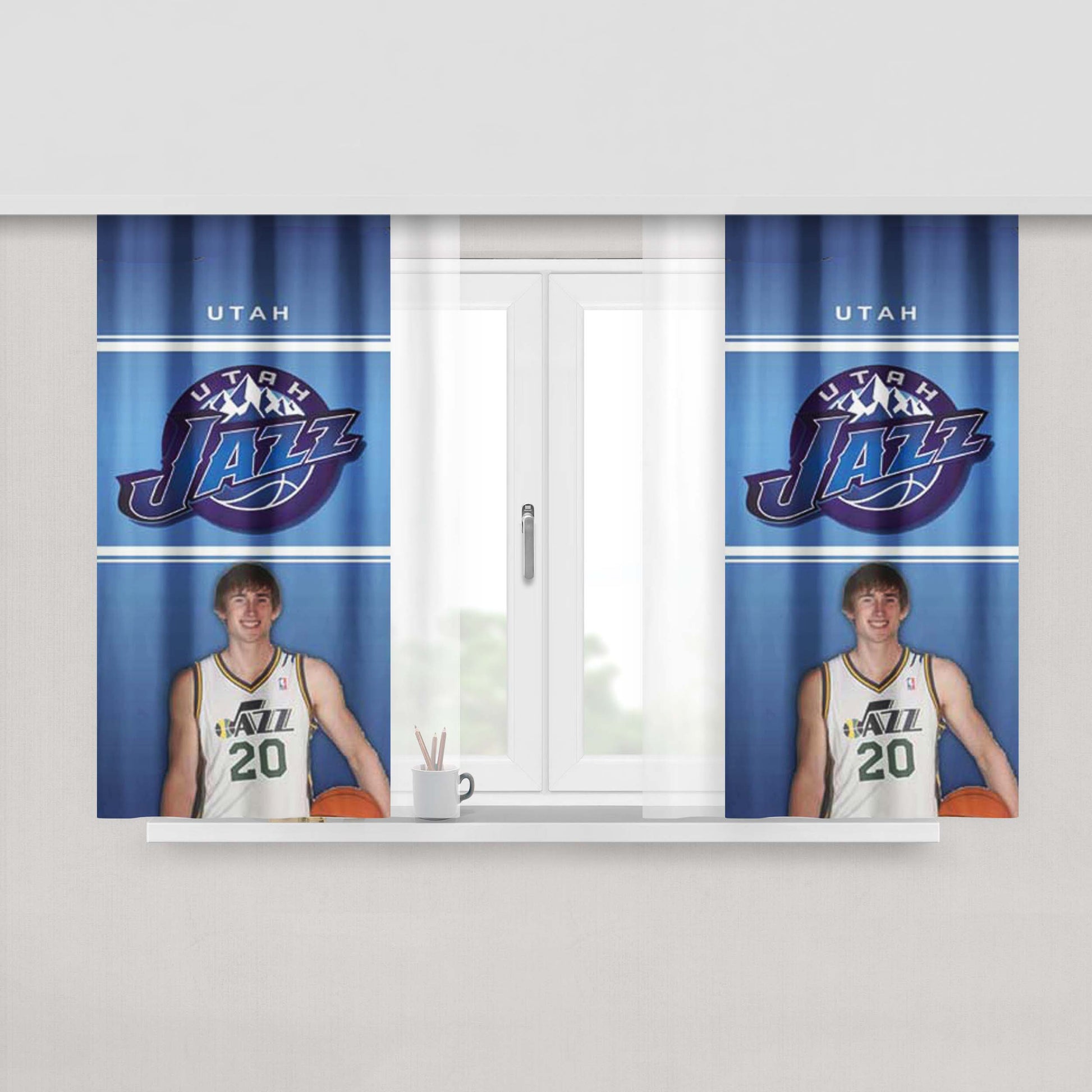 Gordon Hayward Jazz Banner Peach Skin Window Curtains