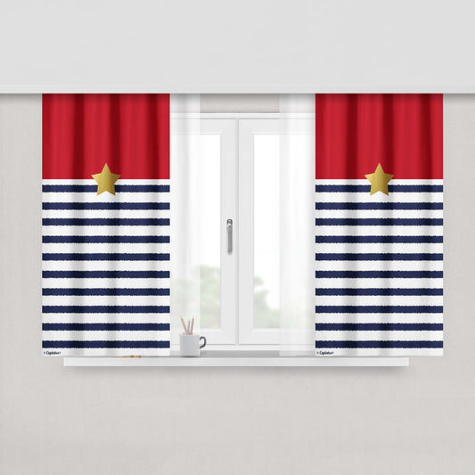 Gorgeous Classic Stripe Gold Star Peach Skin Window Curtains