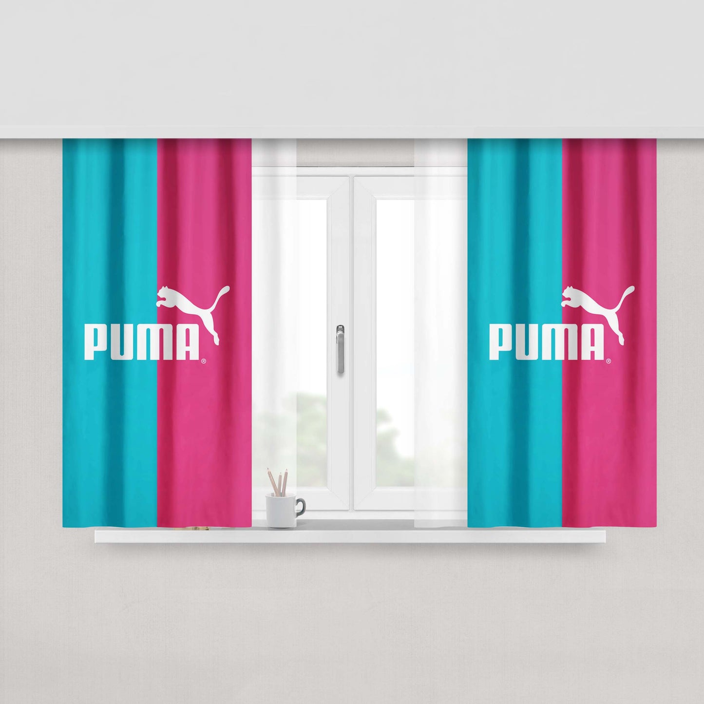 Gorgerous Puma Logo Peach Skin Window Curtains