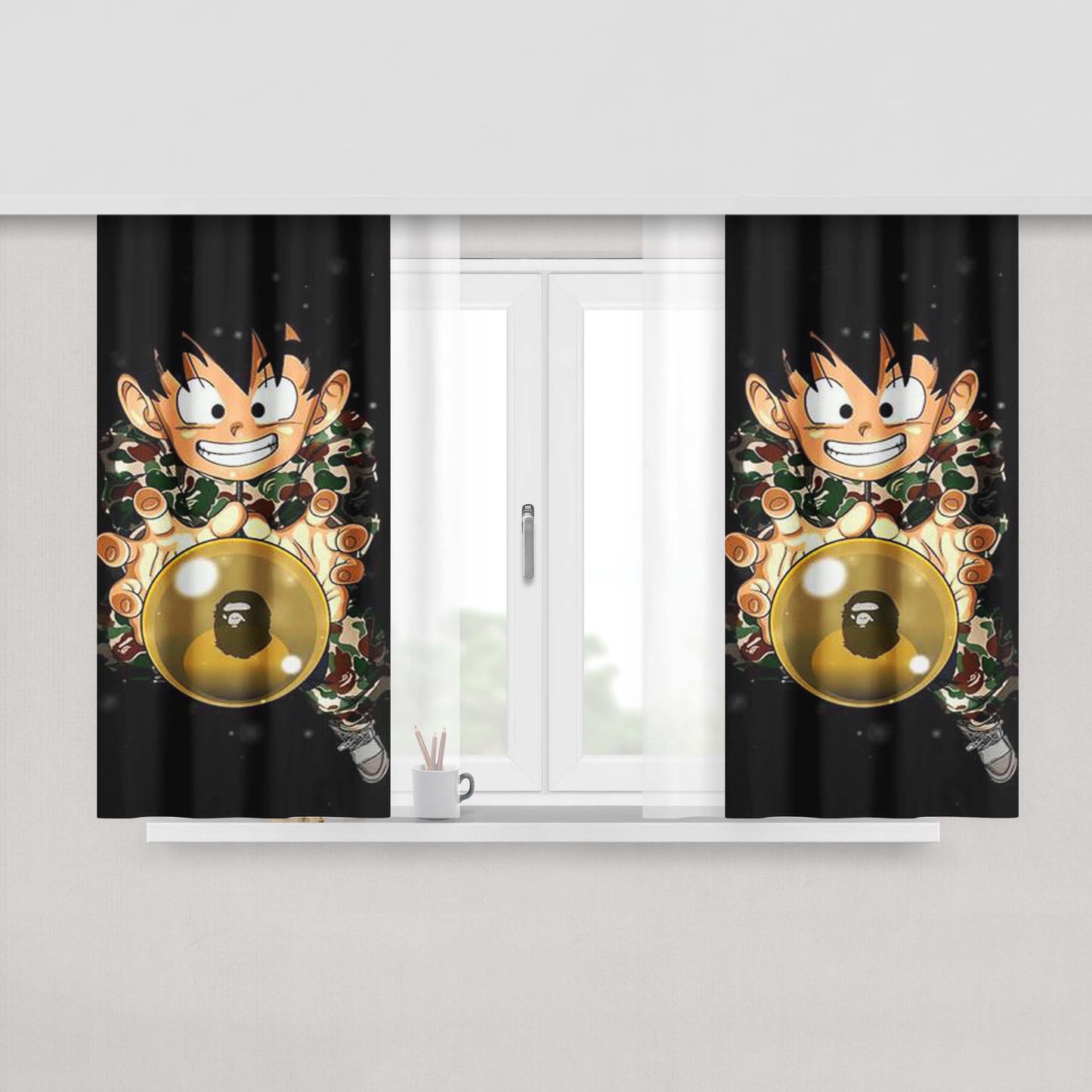 Goten Vs Bape Goku Peach Skin Window Curtains