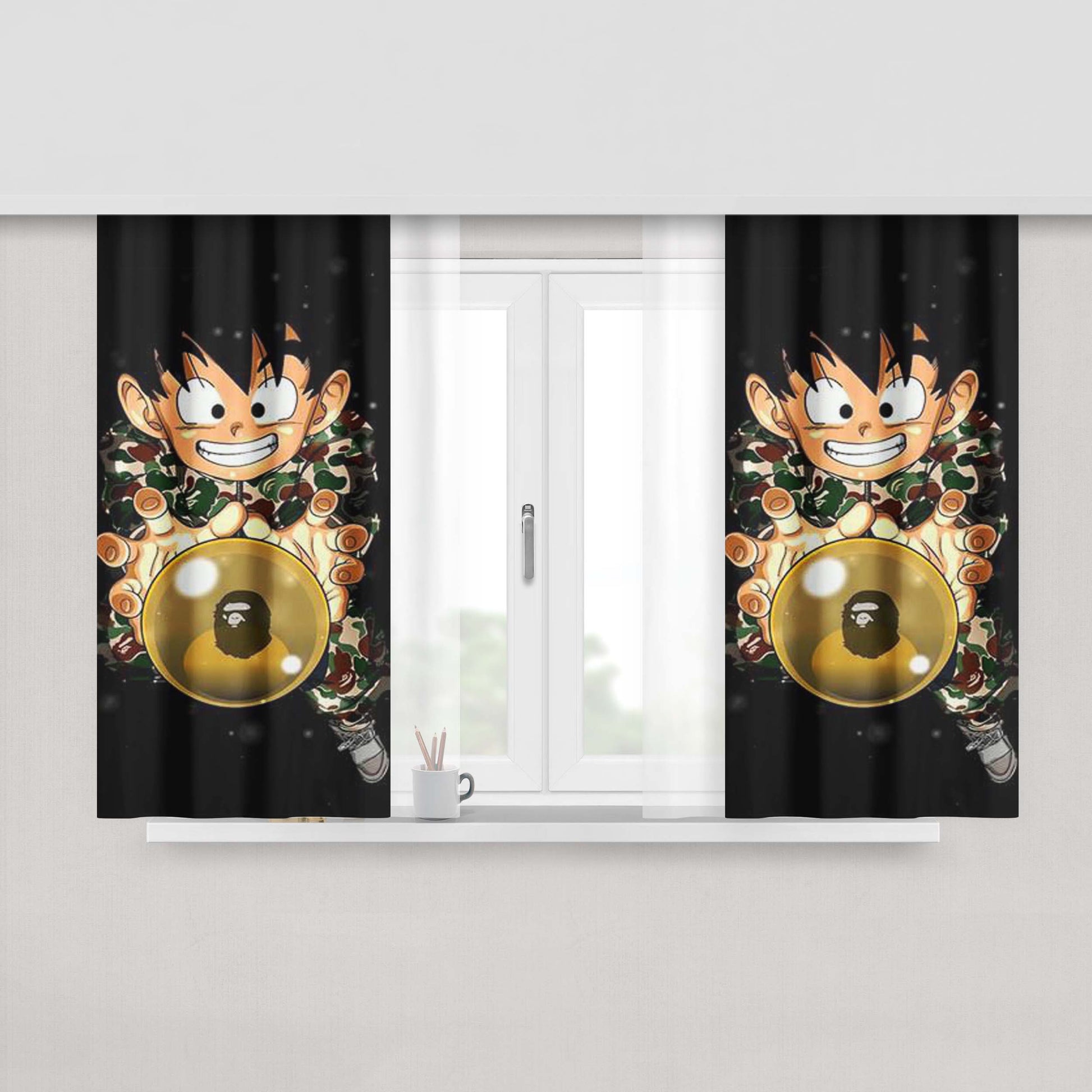 Goten Vs Bape Goku Peach Skin Window Curtains