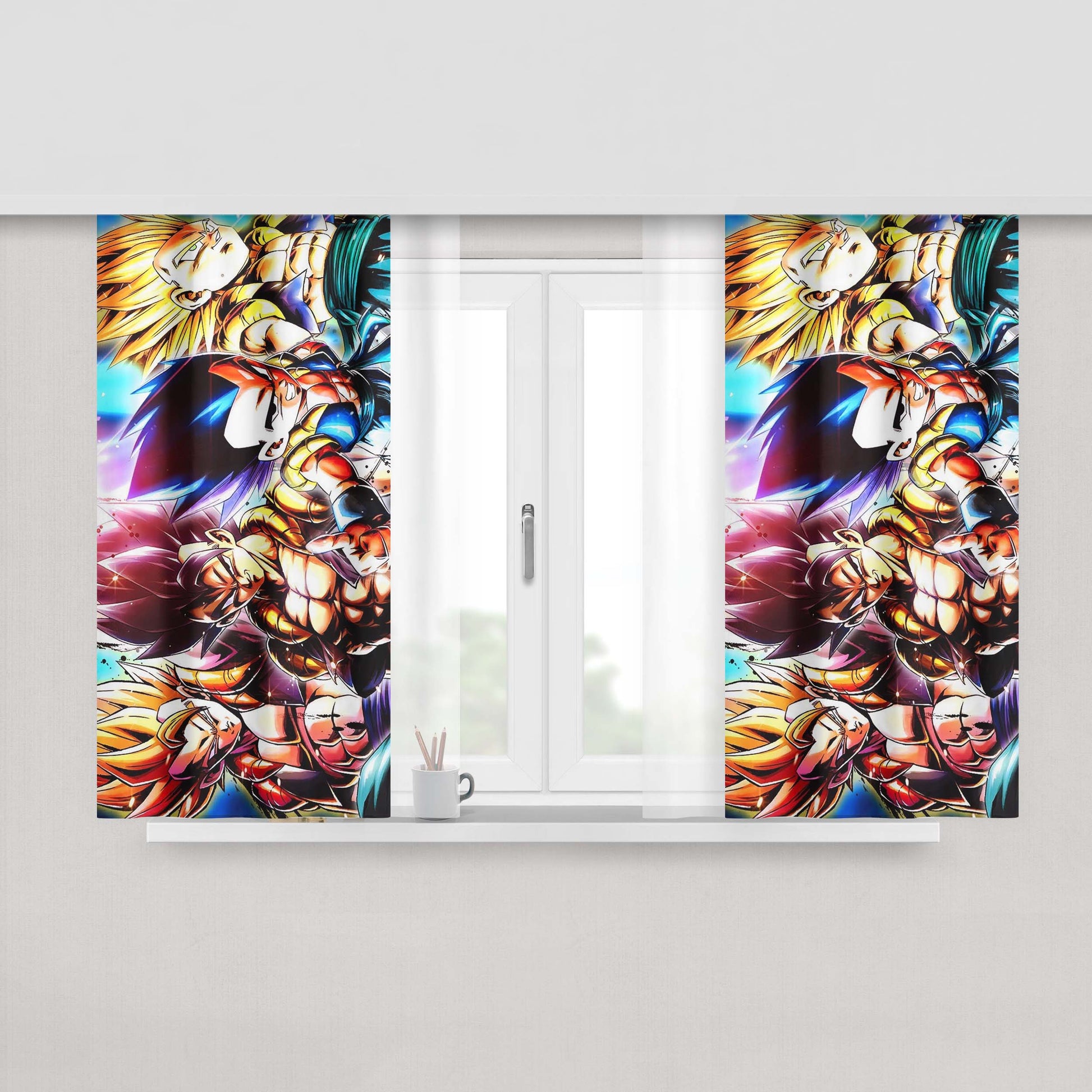Gotenk And Gogeta Transforming Perfect Fusion Team Peach Skin Window Curtains