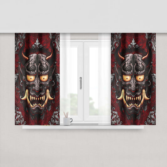 Gothic Oni Sherpa Grotesque Demon Peach Skin Window Curtains