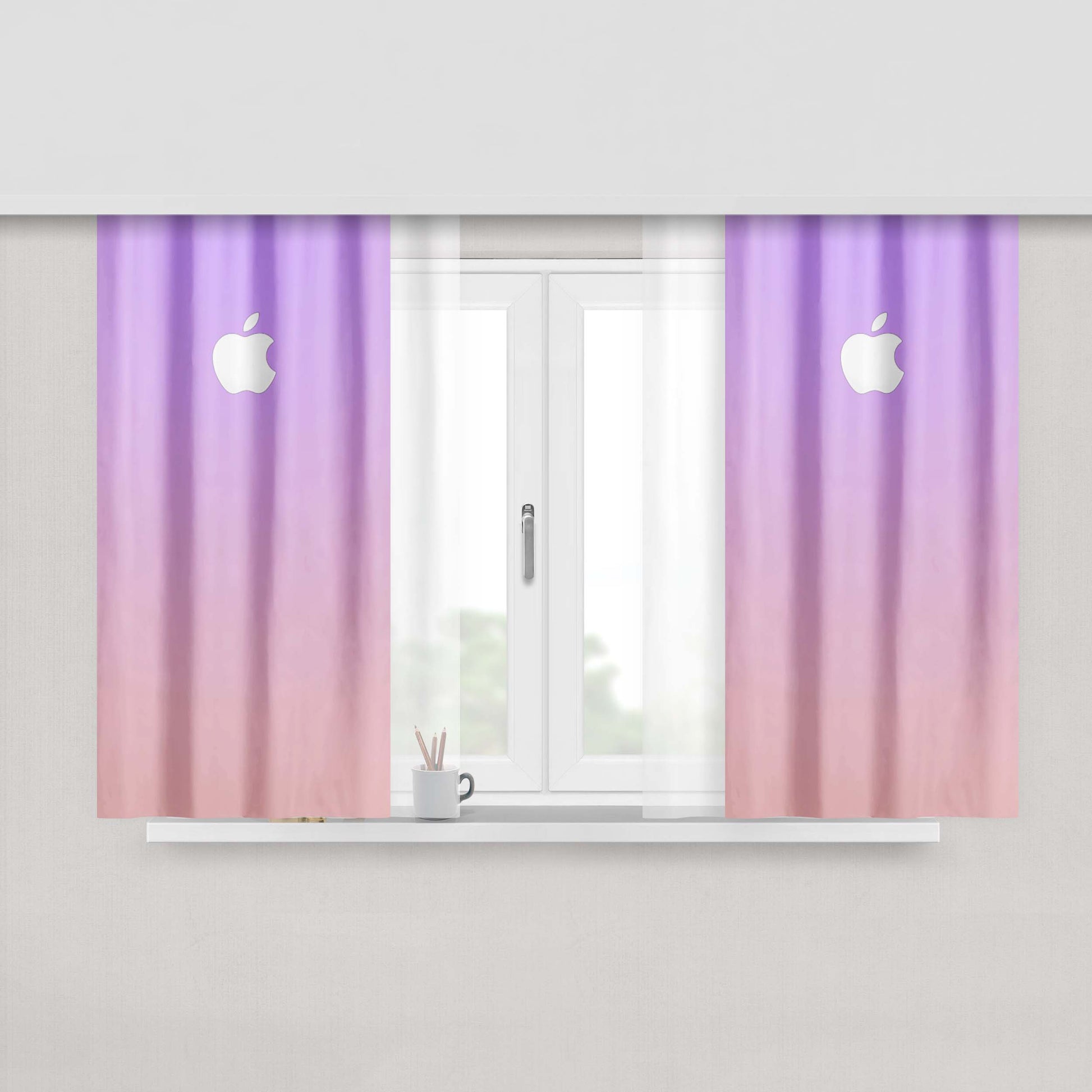 Gradient Fade Purple Pink Peach Skin Window Curtains