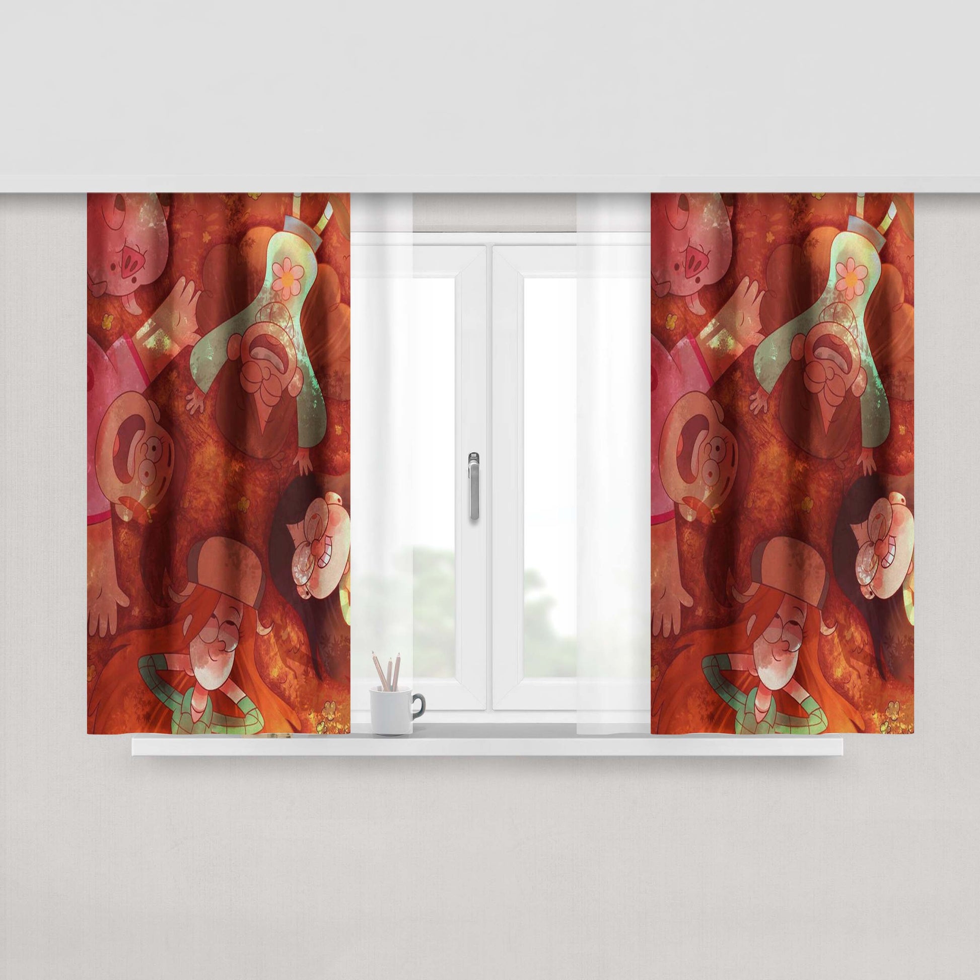 Graffiti Falls Peach Skin Window Curtains