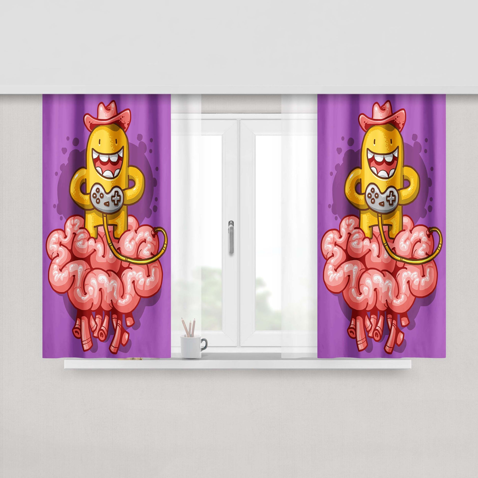 Graffitis Locos Coloridos Peach Skin Window Curtains