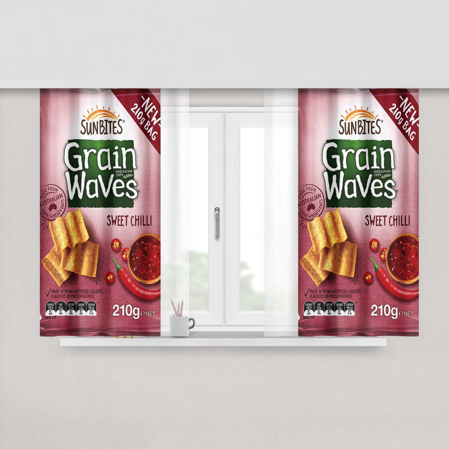 Grain Waves Sweet Chili Peach Skin Window Curtains