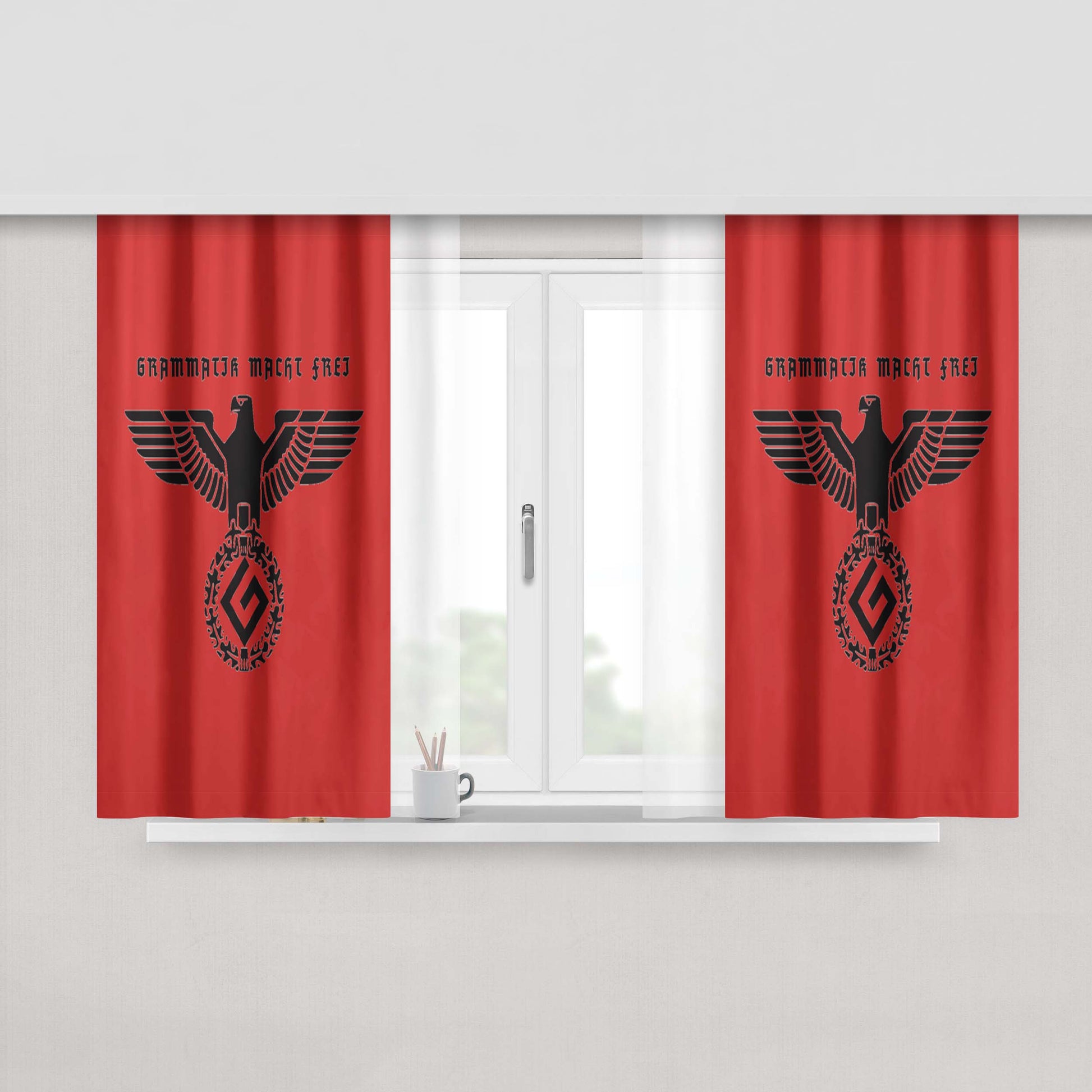 Grammatik Macht Frei Shirt German Black Peach Skin Window Curtains