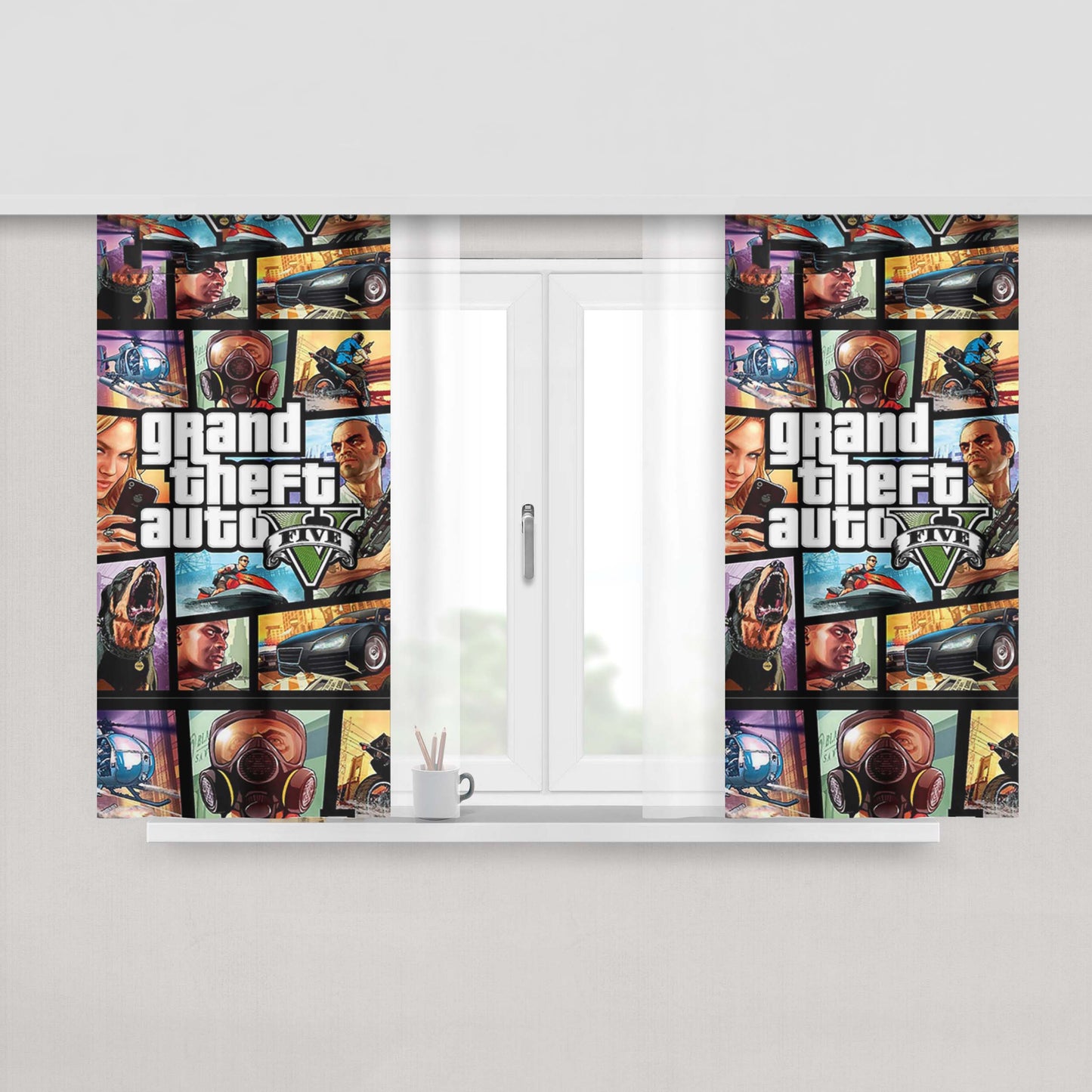 Grand Theft Auto Gta Game Peach Skin Window Curtains