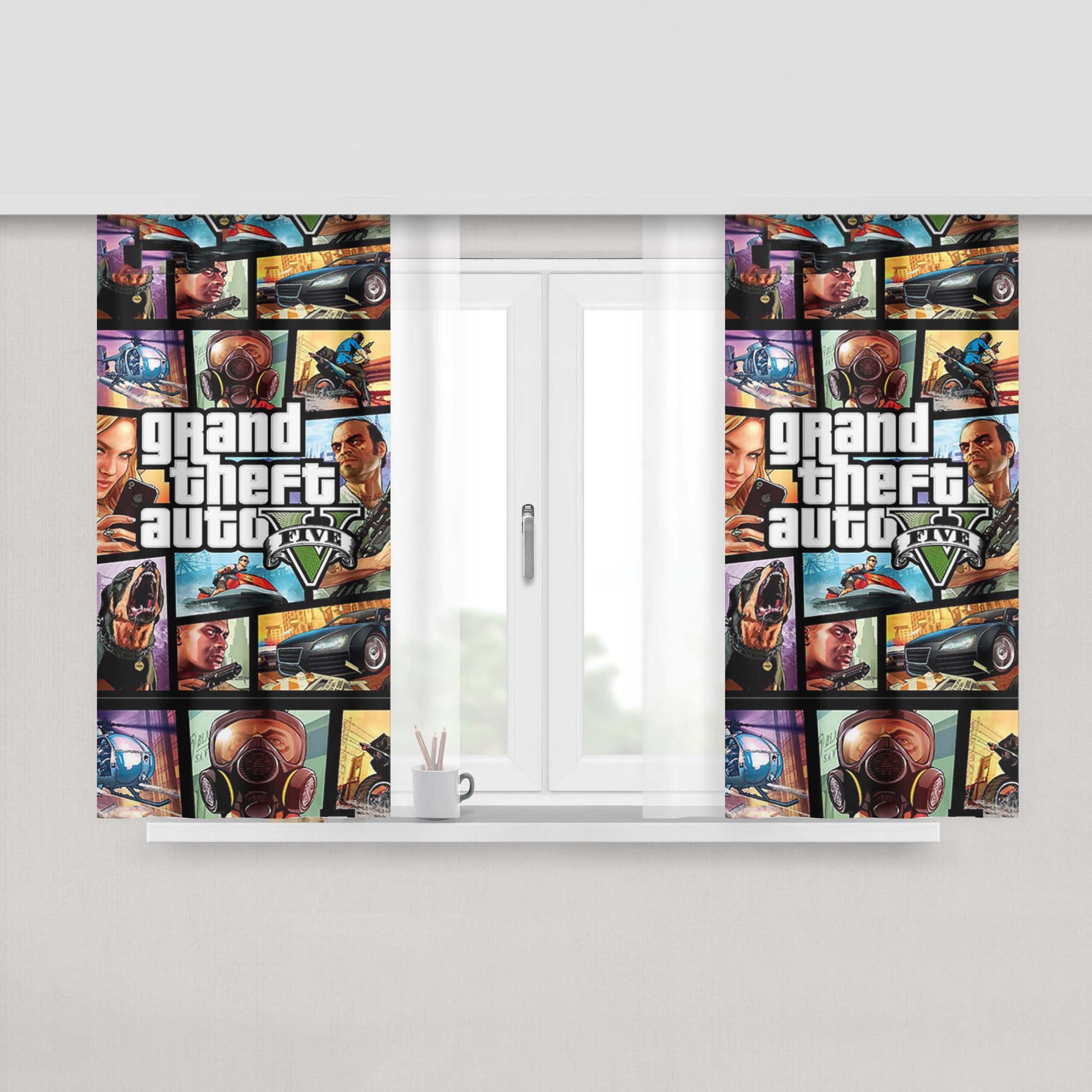 Grand Theft Auto Gta Game Peach Skin Window Curtains