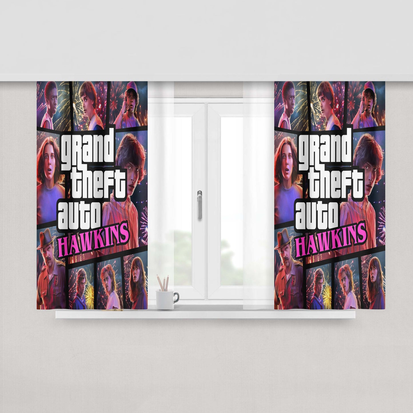 Grand Theft Auto Hawkins Peach Skin Window Curtains