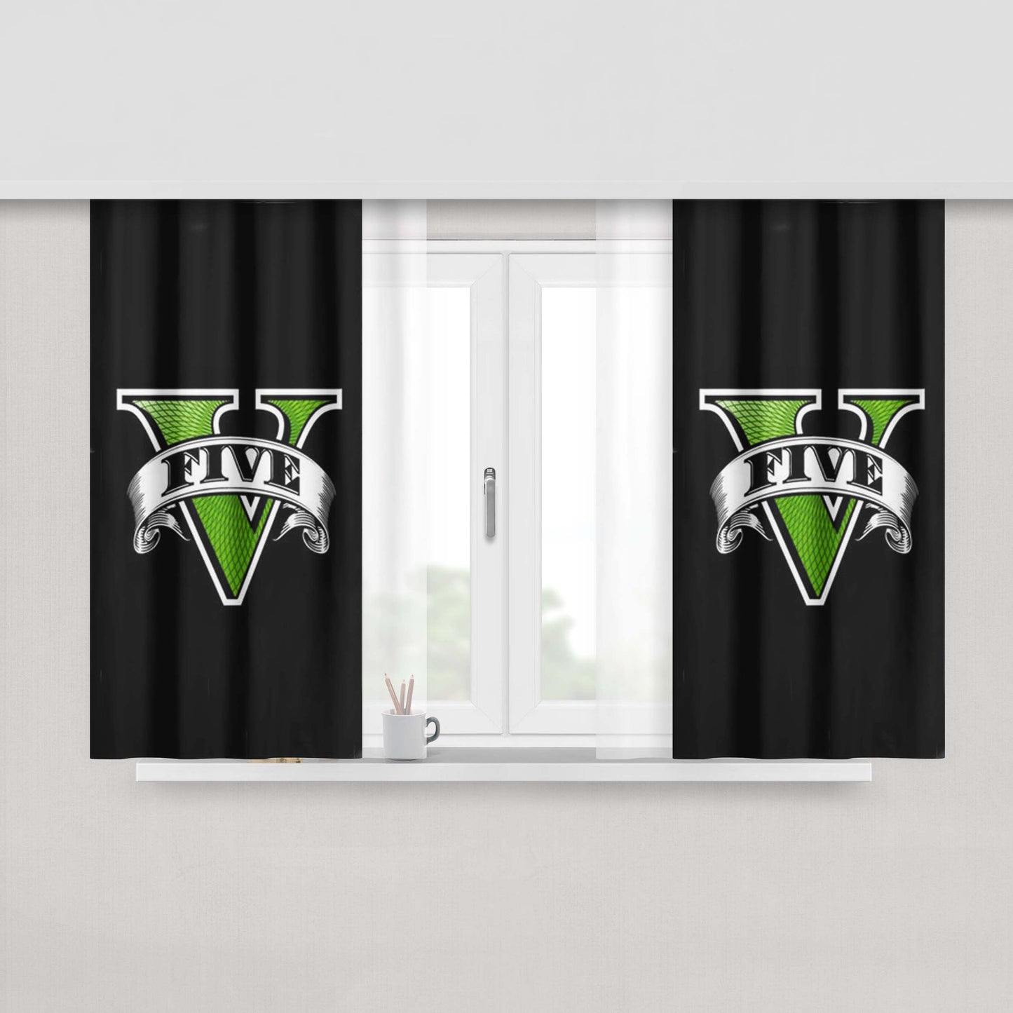 Grand Theft Auto V Logo Peach Skin Window Curtains