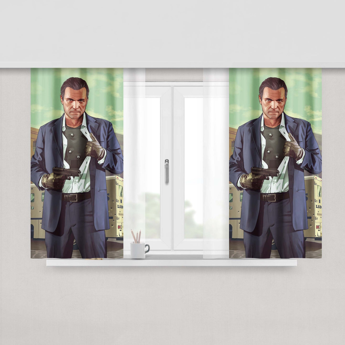 Grand Theft Auto V Michael De Santa Peach Skin Window Curtains