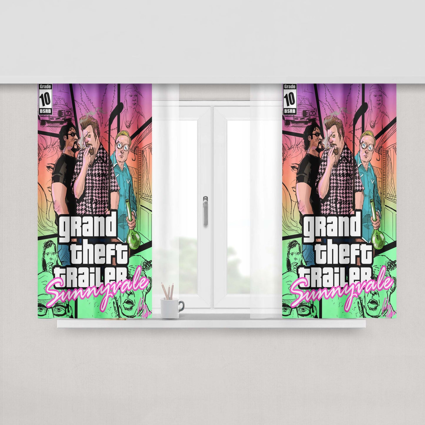 Grand Theft Trailer Sunnyvale Gta Peach Skin Window Curtains