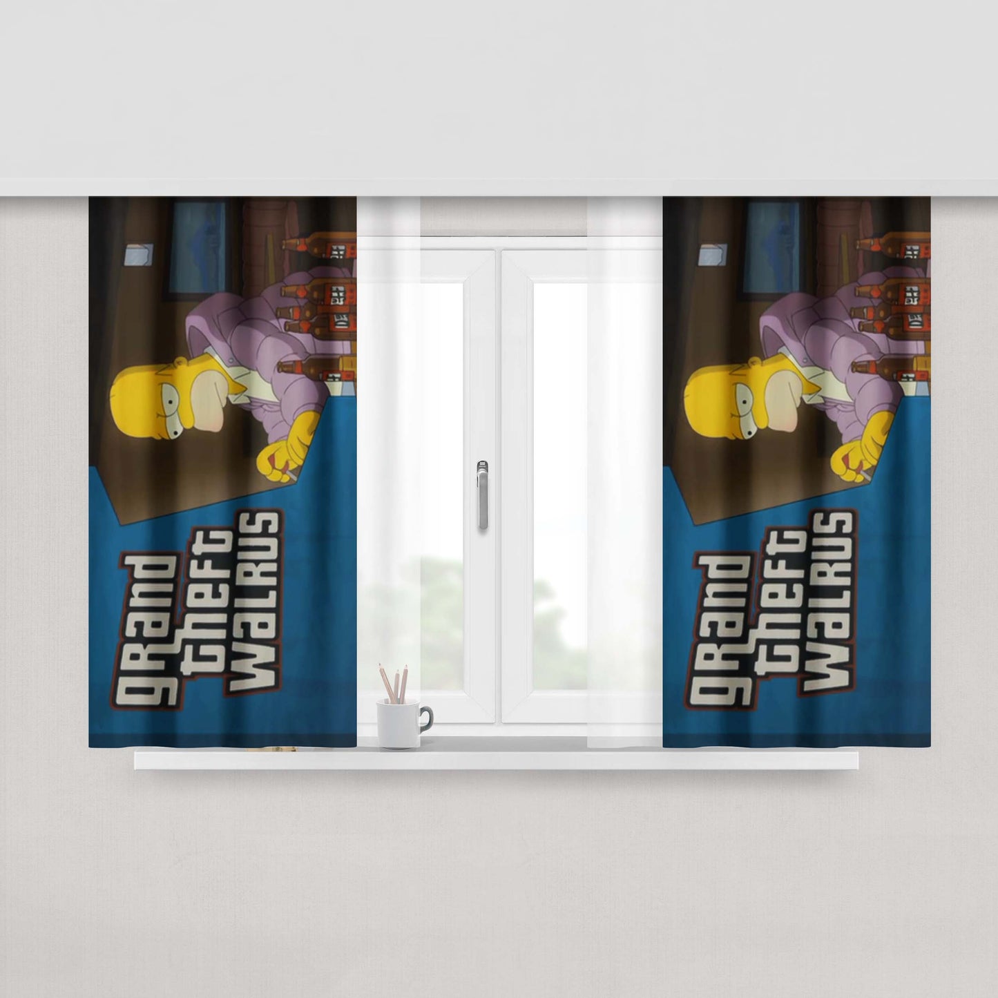 Grand Theft Walrus Hommer Simpson Peach Skin Window Curtains