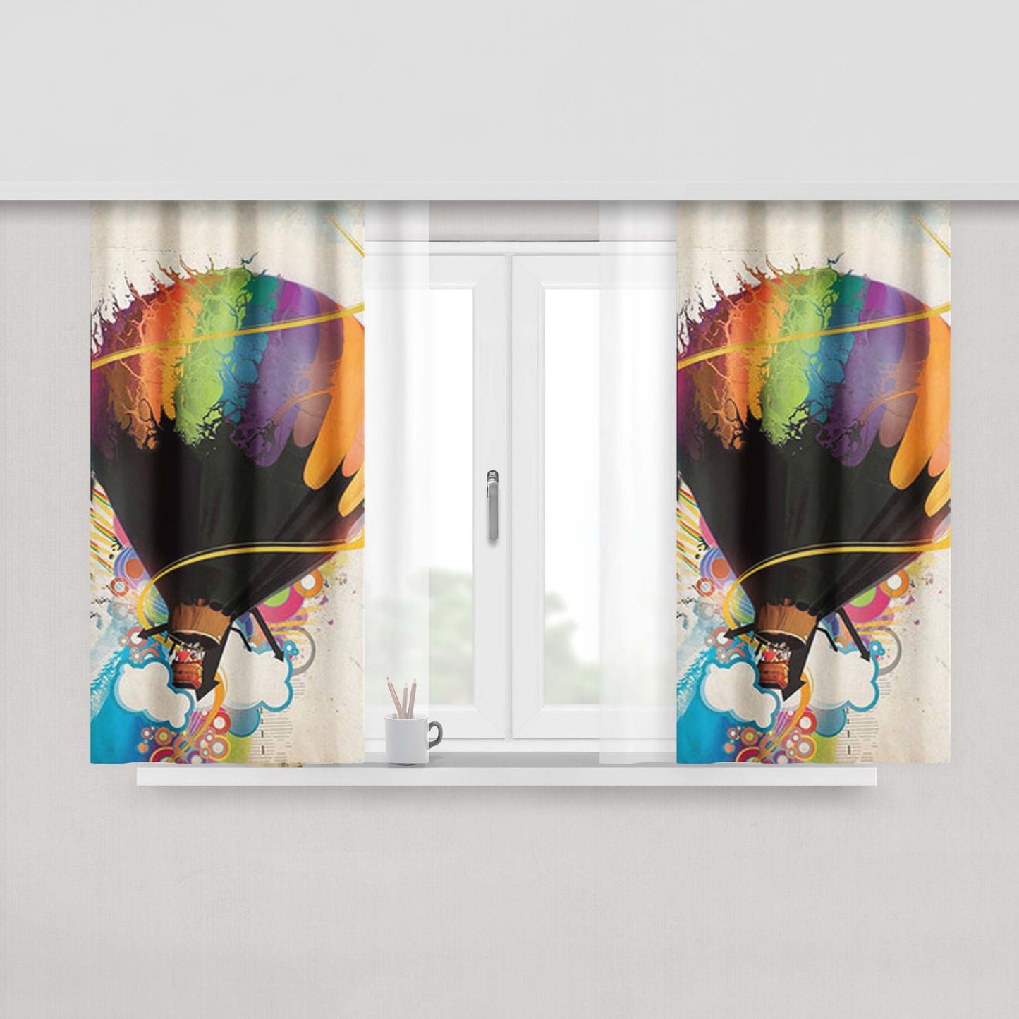Graphic Art Balloon Peach Skin Window Curtains
