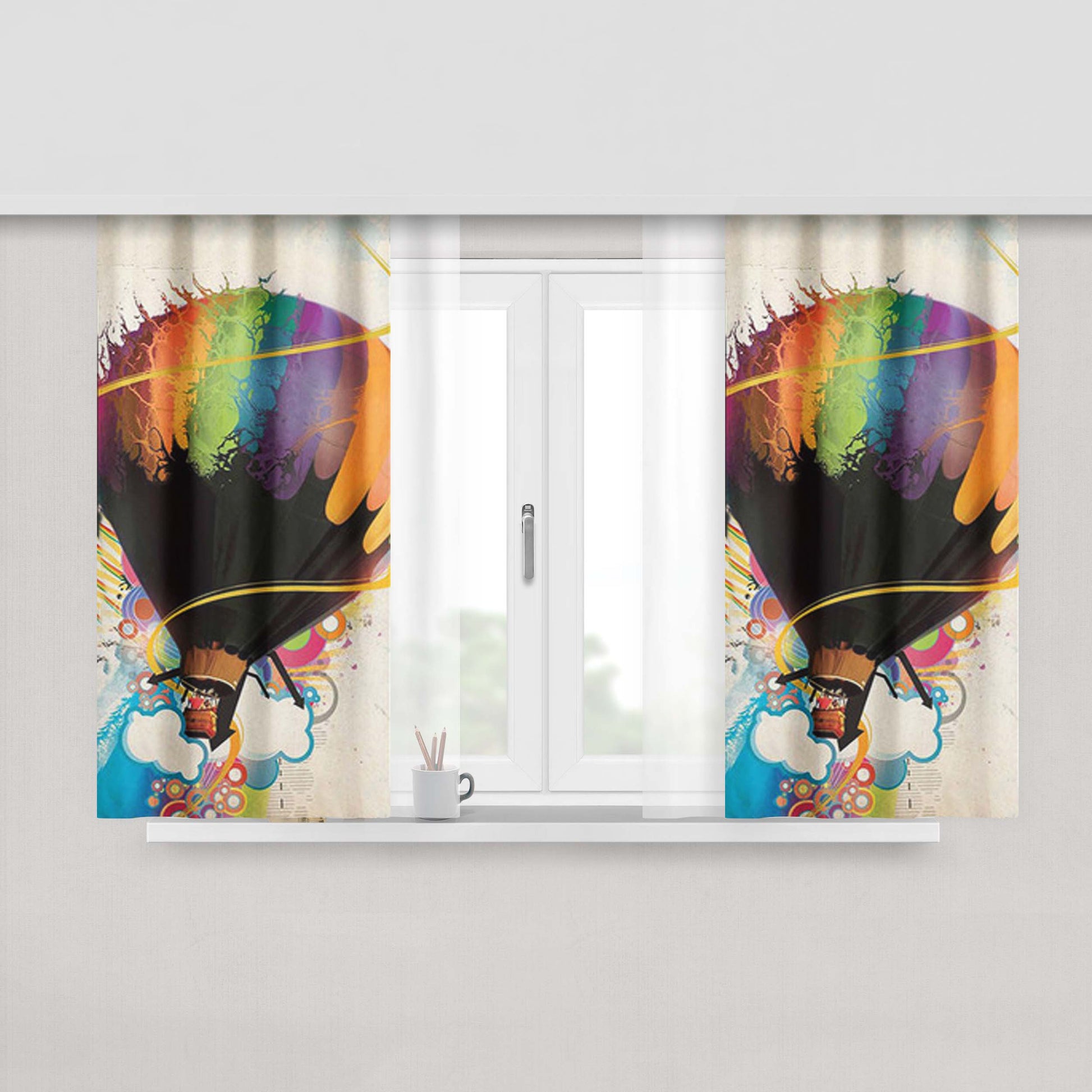 Graphic Art Balloon Peach Skin Window Curtains