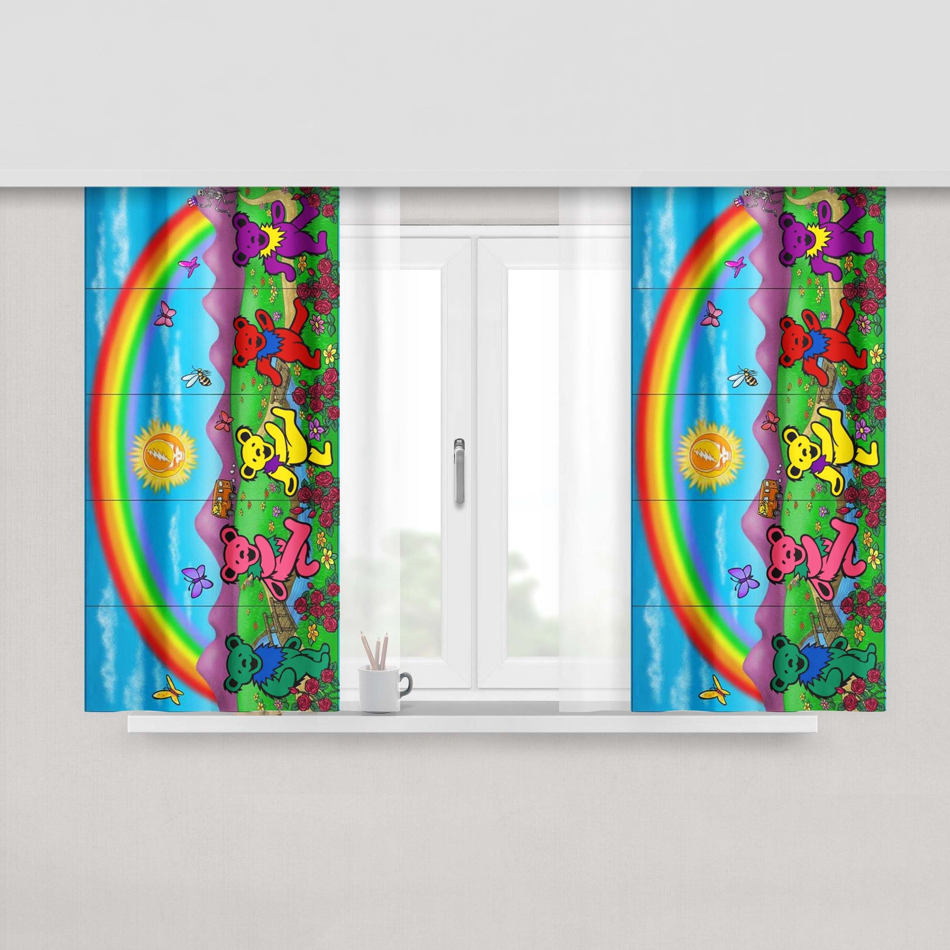 Grateful Dead Rainbow Wallpapers Peach Skin Window Curtains