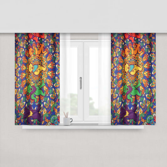 Grateful Dead Tie Dye Tapestry Peach Skin Window Curtains