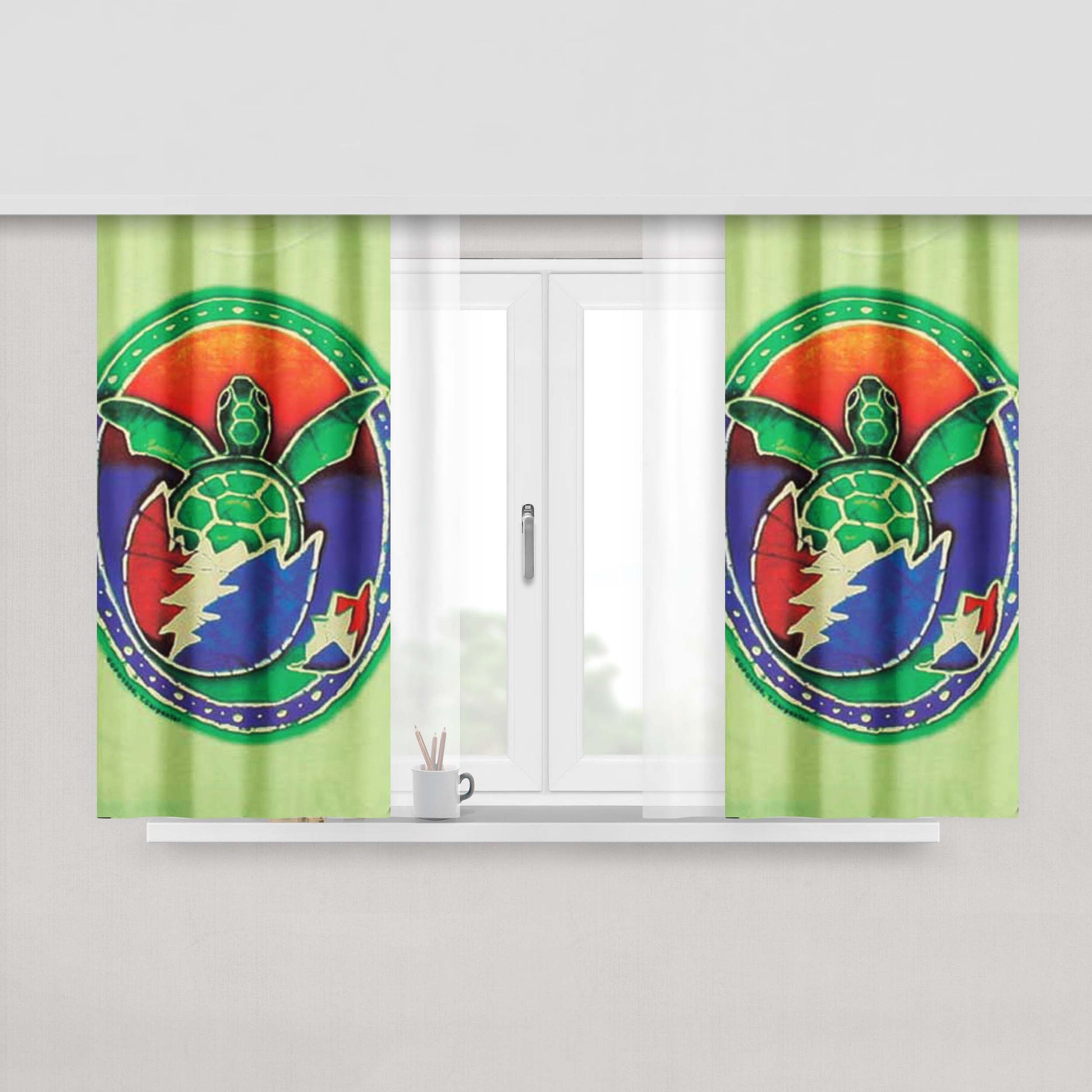 Grateful Dead Turtle Peach Skin Window Curtains