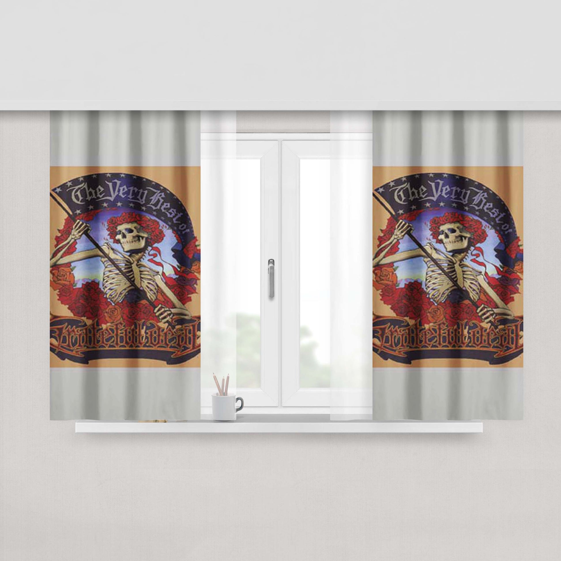 Grateful Dead Very Best Of Peach Skin Window Curtains