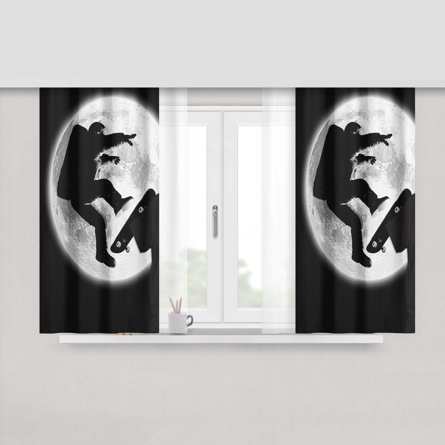 Gravity Skateboarding Peach Skin Window Curtains