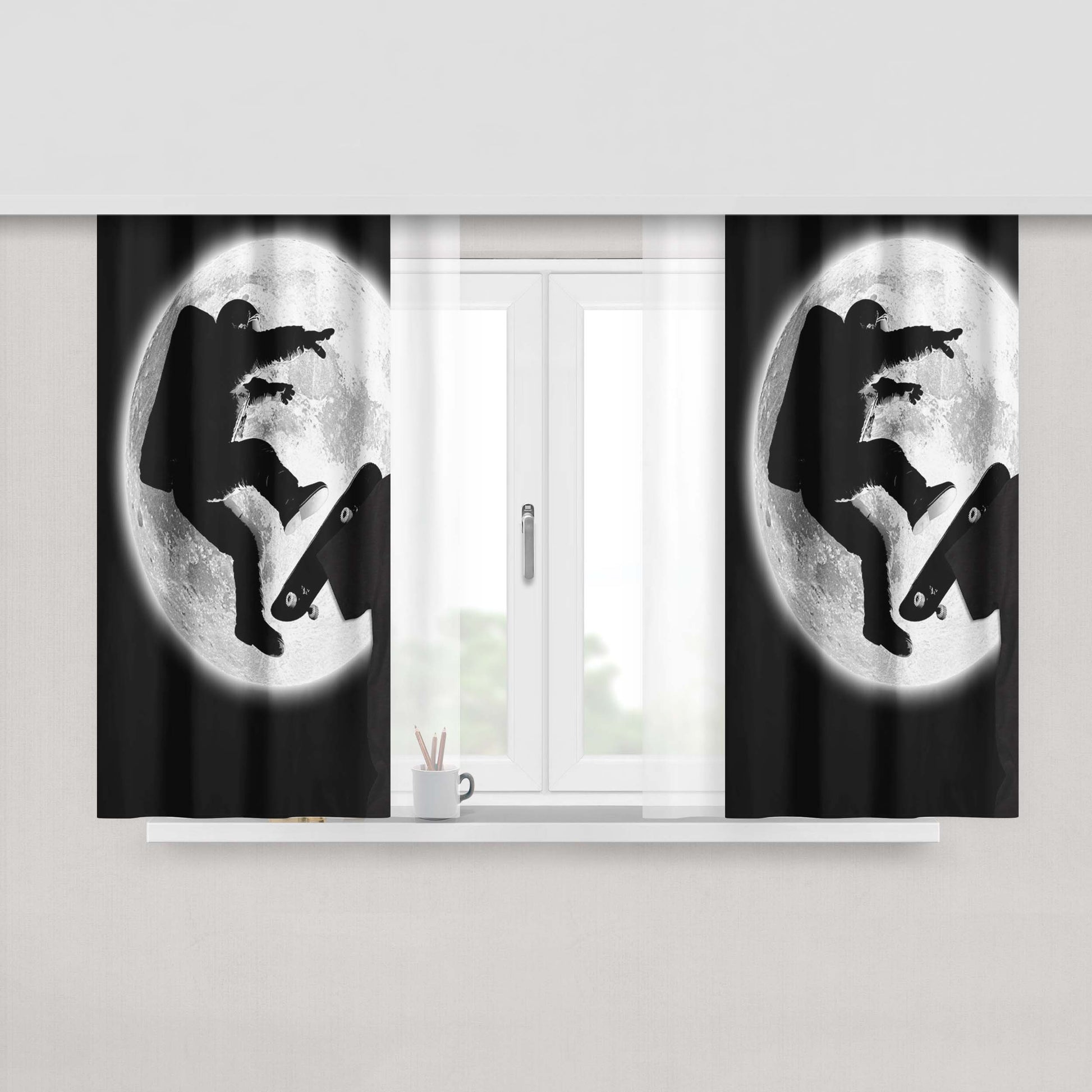 Gravity Skateboarding Peach Skin Window Curtains