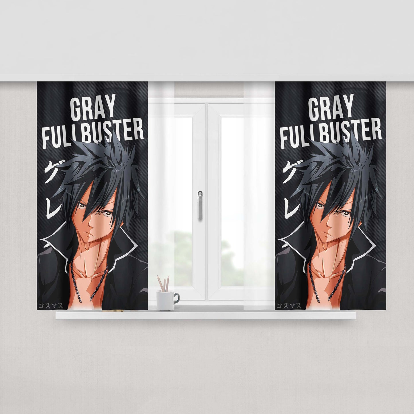 Gray Fullbuster Fairy Tail Peach Skin Window Curtains
