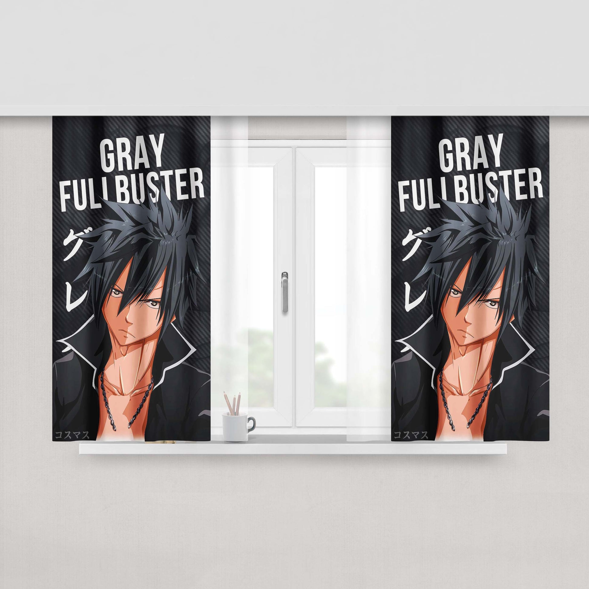 Gray Fullbuster Fairy Tail Peach Skin Window Curtains