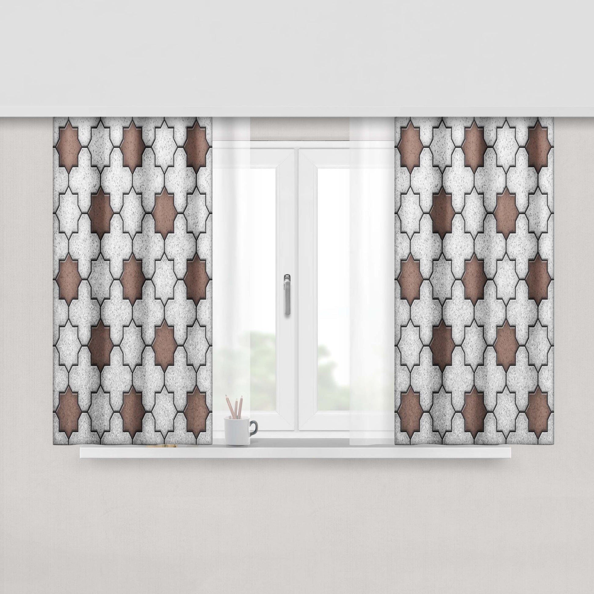 Gray Pavement Textur Peach Skin Window Curtains